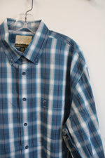 Cabela's Outfitter Series Blue Black & White Plaid Button Down Shirt | XL Tall