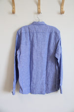 NEW Charles Tyrwhitt Slim Fit Blue Linen Button Down Shirt | M