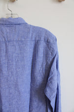 NEW Charles Tyrwhitt Slim Fit Blue Linen Button Down Shirt | M