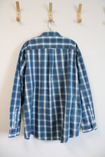 Cabela's Outfitter Series Blue Black & White Plaid Button Down Shirt | XL Tall