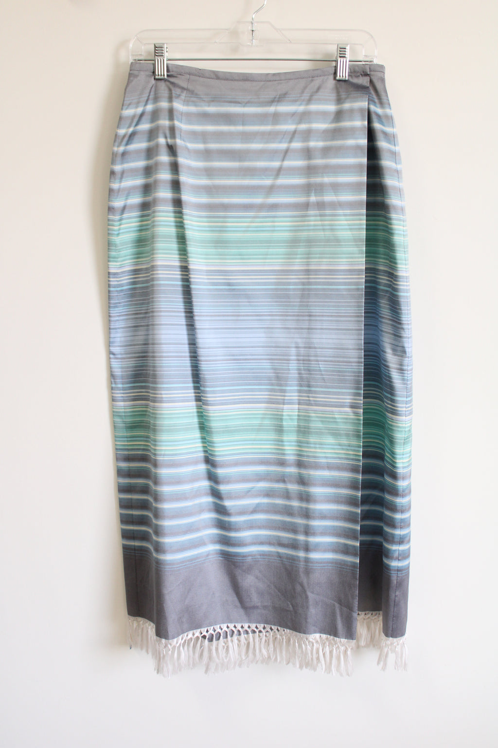 Liz Claiborne Lizsport Silk Gray Blue Boho Wrap Skirt | 8