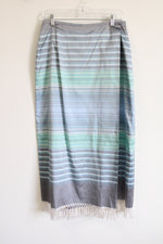 Liz Claiborne Lizsport Silk Gray Blue Boho Wrap Skirt | 8