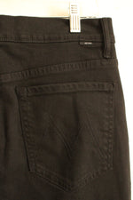 NEW Mother Anthropologie Black Denim Maxi Skirt with Back Slit | 10