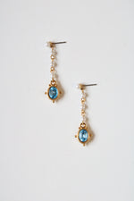 Avon Faux Pearl Aqua Stone Swinging Drop Pierced Earrings
