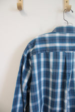 Cabela's Outfitter Series Blue Black & White Plaid Button Down Shirt | XL Tall