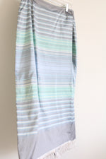 Liz Claiborne Lizsport Silk Gray Blue Boho Wrap Skirt | 8