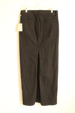 NEW Mother Anthropologie Black Denim Maxi Skirt with Back Slit | 10