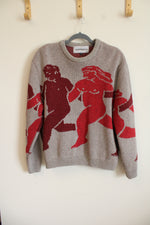 Carne Bollente Gray Red In-Depends Day Wool & Silk Blend Sweater | S
