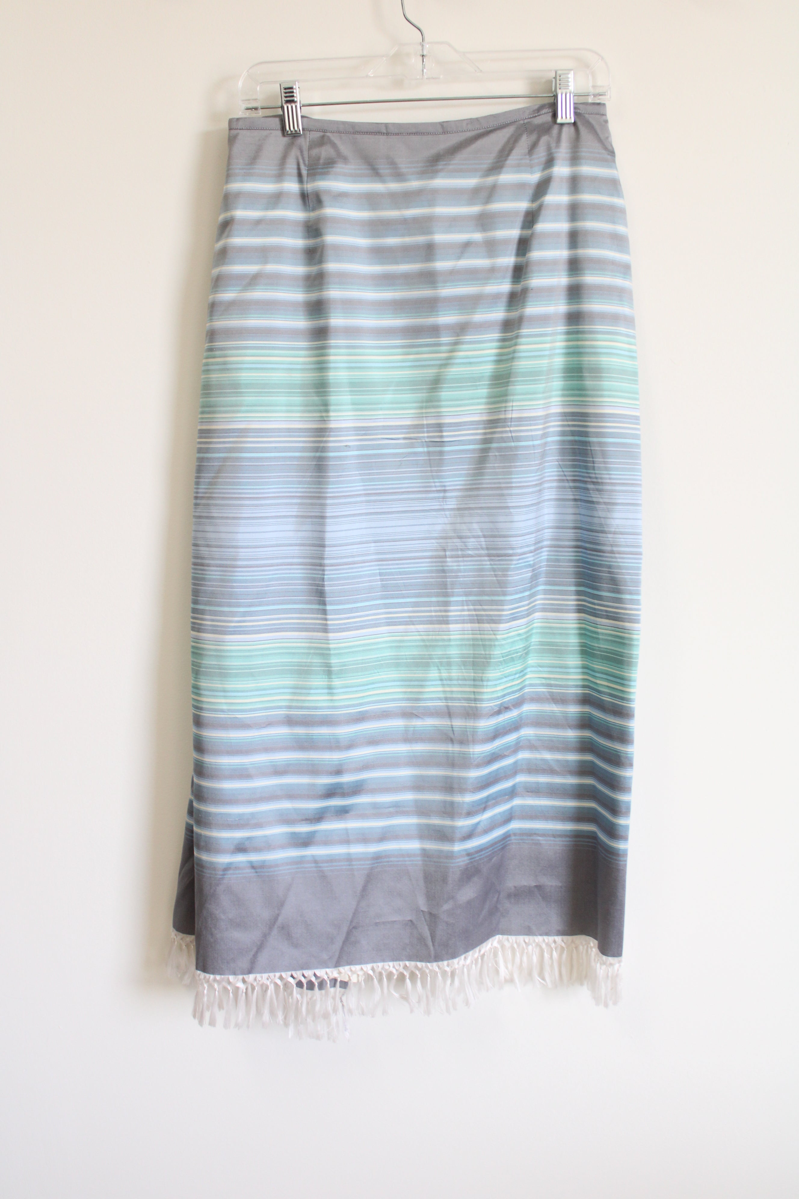 Liz Claiborne Lizsport Silk Gray Blue Boho Wrap Skirt | 8