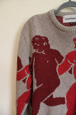 Carne Bollente Gray Red In-Depends Day Wool & Silk Blend Sweater | S