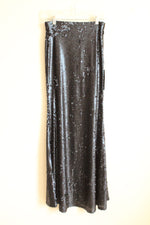 NEW Line and Dot Navy Blue Sequined Maxi Skirt with Side Zipper | S
