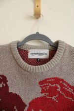 Carne Bollente Gray Red In-Depends Day Wool & Silk Blend Sweater | S