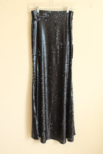 NEW Line and Dot Navy Blue Sequined Maxi Skirt with Side Zipper | S