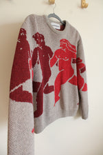 Carne Bollente Gray Red In-Depends Day Wool & Silk Blend Sweater | S