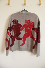 Carne Bollente Gray Red In-Depends Day Wool & Silk Blend Sweater | S