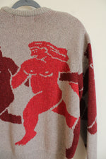 Carne Bollente Gray Red In-Depends Day Wool & Silk Blend Sweater | S