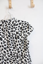 Merona White Black & Gray Leopard Print Button Down Dress | 10