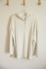 Old Navy White Ribbed Soft Hoodie | XL