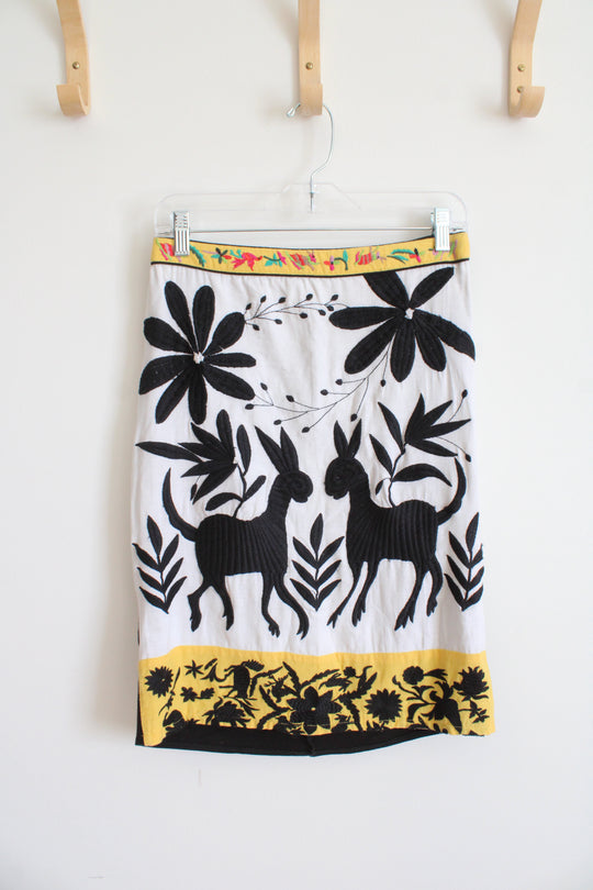 Vanessa Virginia Anthropologie Sonja Black White & Yellow Skirt | 8
