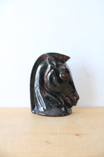 Vintage Ceramic Brown Glazed Horse Head Wall Pocket