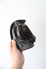 Vintage Ceramic Brown Glazed Horse Head Wall Pocket