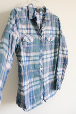 Eddie Bauer Classic Fit Blue Pink Flannel | S