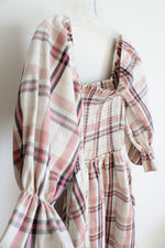 NEW Francesca's Aubrey Parks Pink & Tan Plaid Dress | S