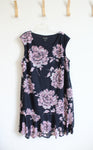 Connected Apparel Navy Pink Floral Cap Sleeved Dress | 20W