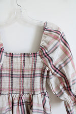 NEW Francesca's Aubrey Parks Pink & Tan Plaid Dress | S