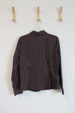 Apt. 9 Black Red & Gray Striped Button Down Essential Shirt | L