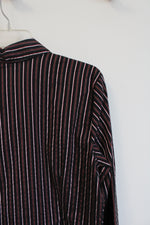Apt. 9 Black Red & Gray Striped Button Down Essential Shirt | L