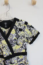 Couture Black & Yellow Floral Scrub Top | S
