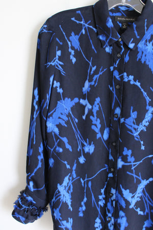 Banana Republic Navy Blue Floral Blouse