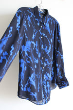 Banana Republic Navy Blue Floral Blouse | S Petite