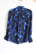 Banana Republic Navy Blue Floral Blouse | S Petite