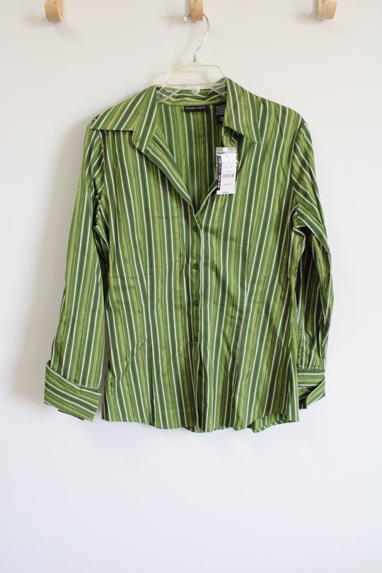 NEW New York & Co. Green Striped Button Down Shirt | M