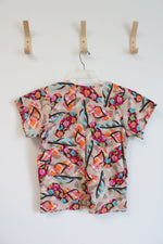 Tafford Multi-Colored Flip Flop Scrub Top | XXS