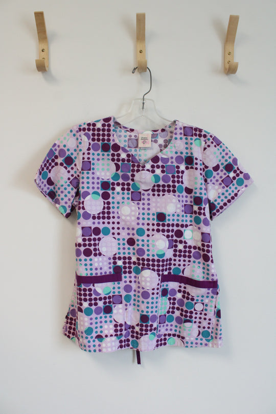 Barro Juniors Purple Patterned Scrub Top | S