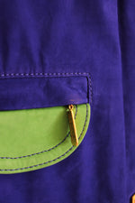 NEW Escada Margaretha Ley Blue Color Blocked Cropped Leather Bomber Jacket | 40