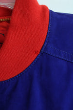 NEW Escada Margaretha Ley Blue Color Blocked Cropped Leather Bomber Jacket | 40