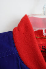 NEW Escada Margaretha Ley Blue Color Blocked Cropped Leather Bomber Jacket | 40