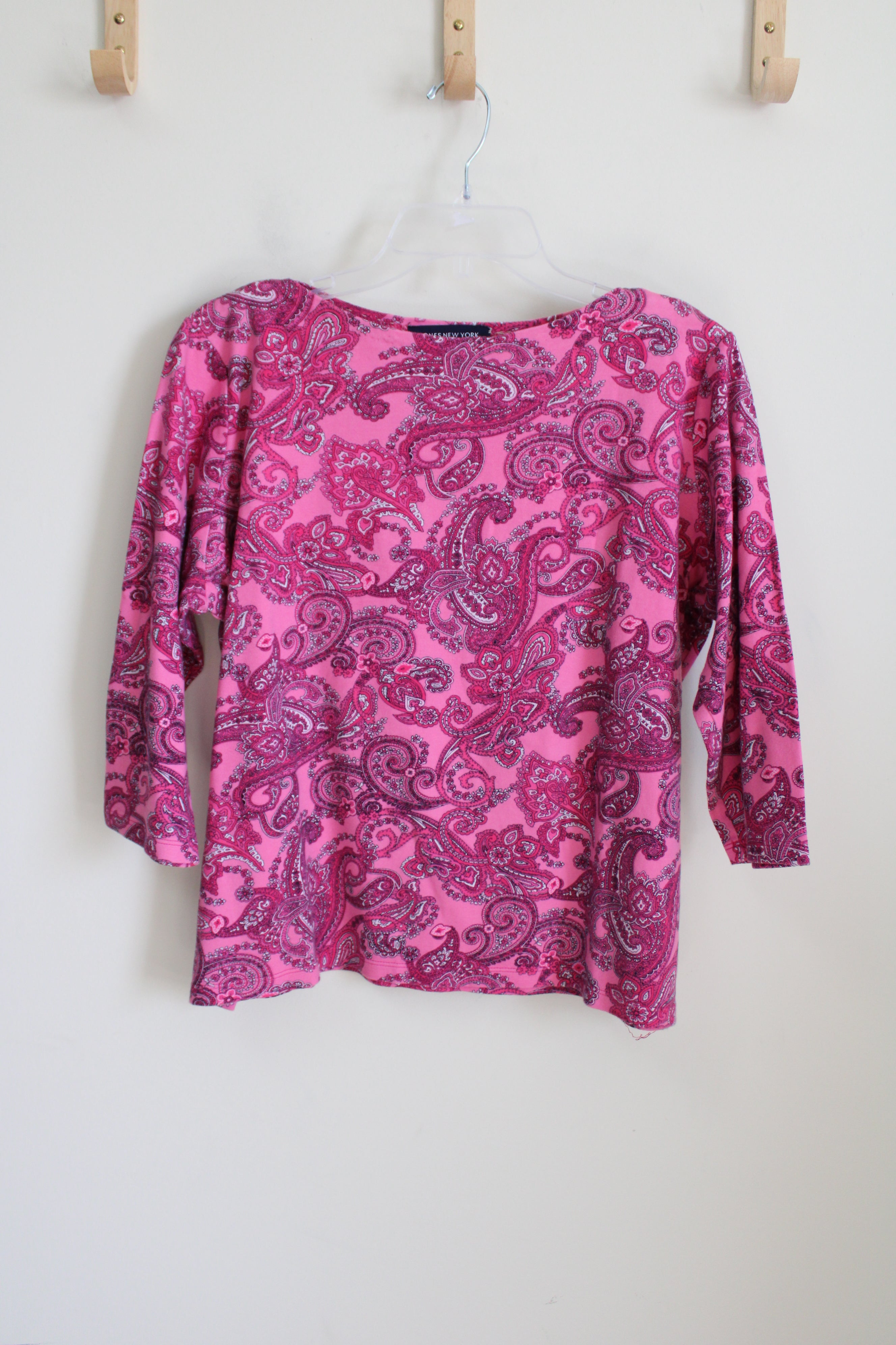 Jones New York Pink Paisley Long Sleeved Top | XL Petite