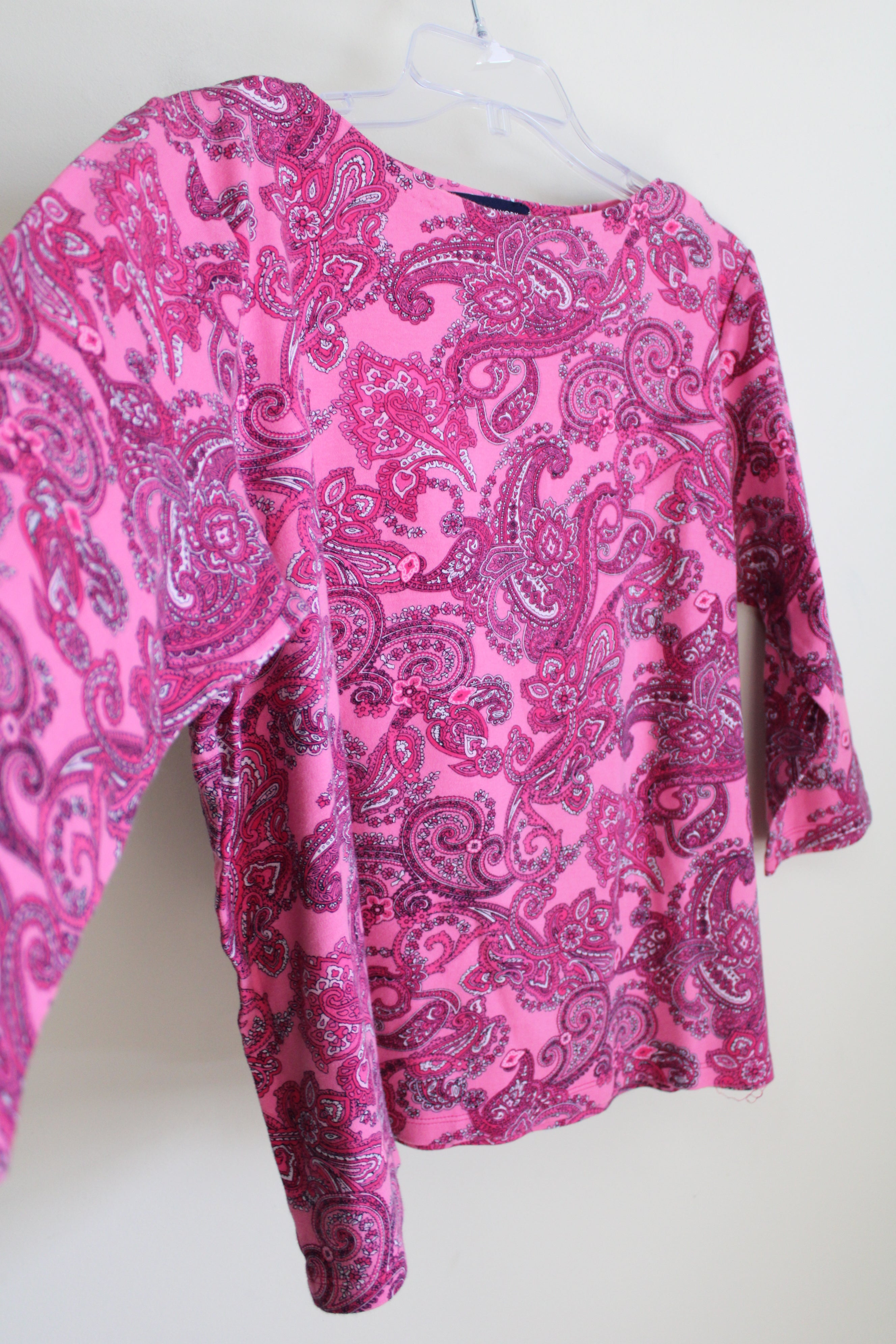 Jones New York Pink Paisley Long Sleeved Top | XL Petite