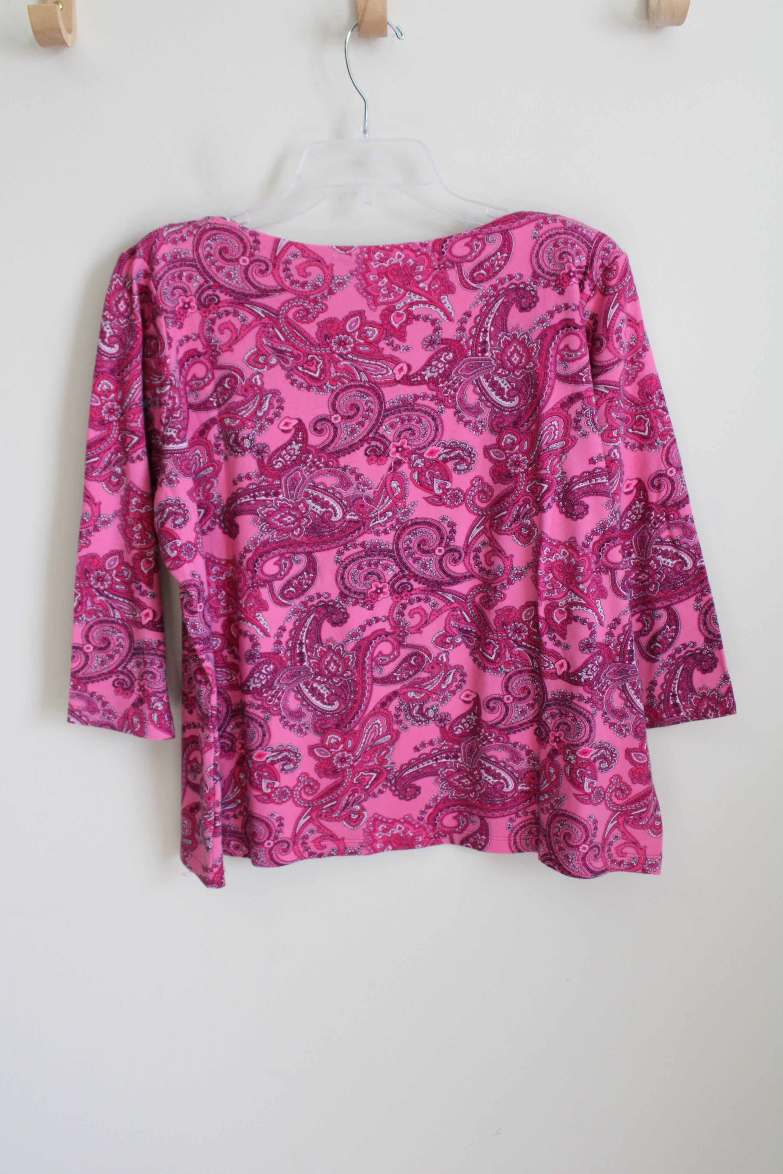 Jones New York Pink Paisley Long Sleeved Top | XL Petite