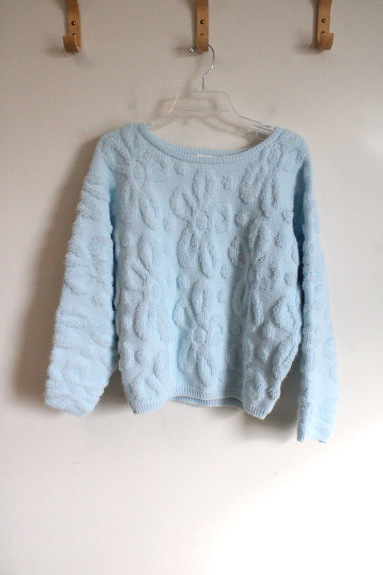 NEW Cyrus Delicate Blue Floral Chunky Sweater | S