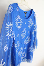 Alfani Blue & White Embroidered Top | XL