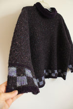 Roisin Ouoh Burgundy Wool Knit Checkered Mock Neck Sweater | L
