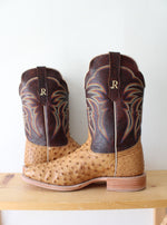 R. Watson Antique #4506-2 Saddle Bruciato Full Quill Ostrich Boots | Size 12 EE