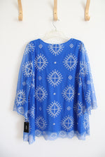 Alfani Blue & White Embroidered Top | XL