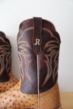 R. Watson Antique #4506-2 Saddle Bruciato Full Quill Ostrich Boots | Size 12 EE